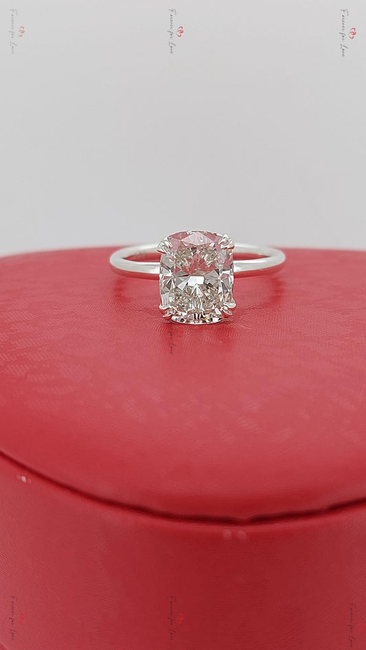 3 Ct IGI Certified Cushion Lab Diamond Engagement Ring
