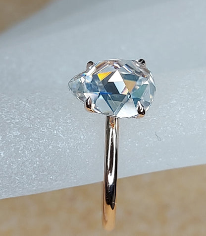 2 Ct Pear Diamond, Moissanite Hidden Halo Engagement Ring