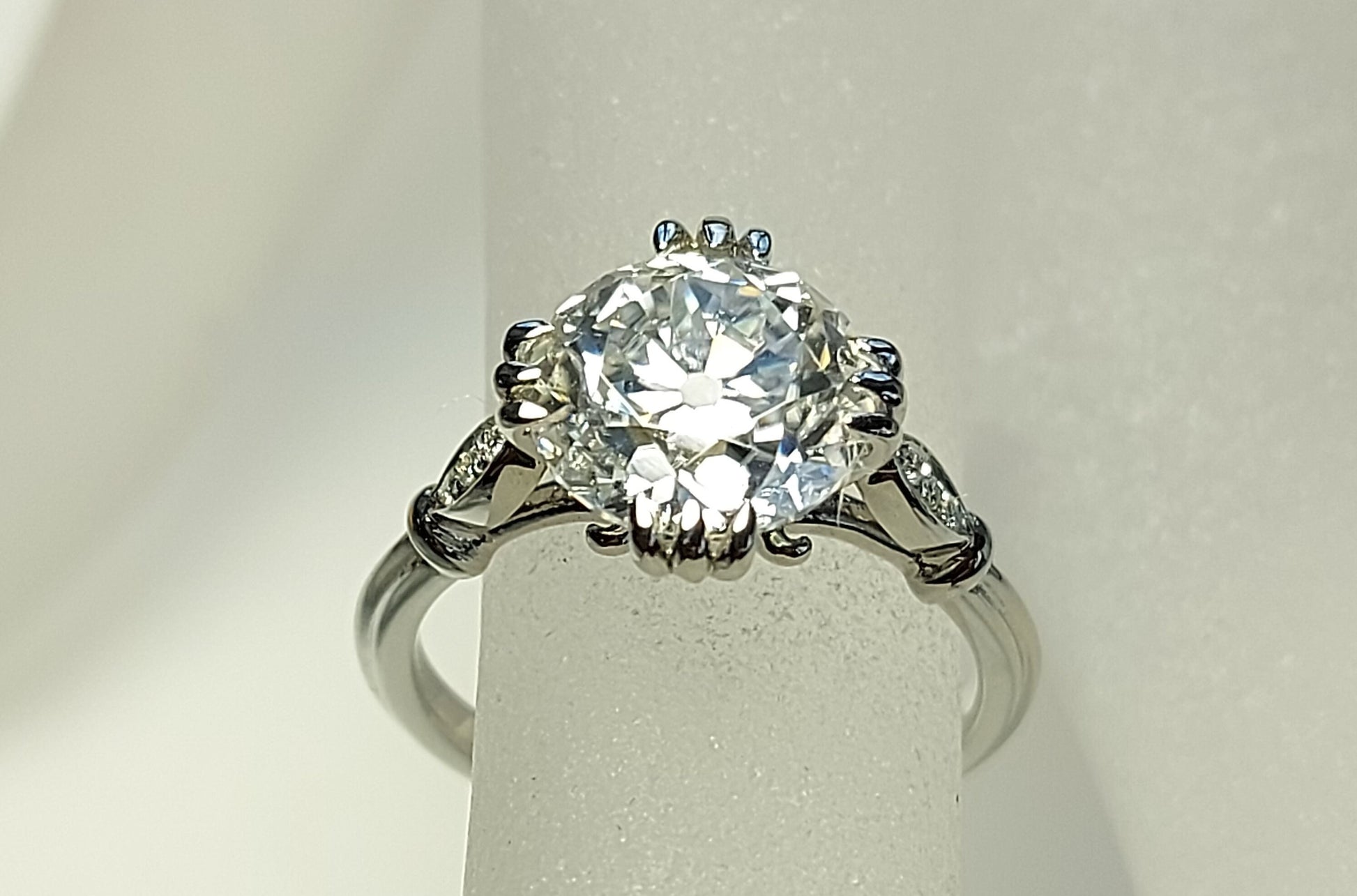 2.5 Ct Old Mine Moissanite Solitaire Engagement Ring