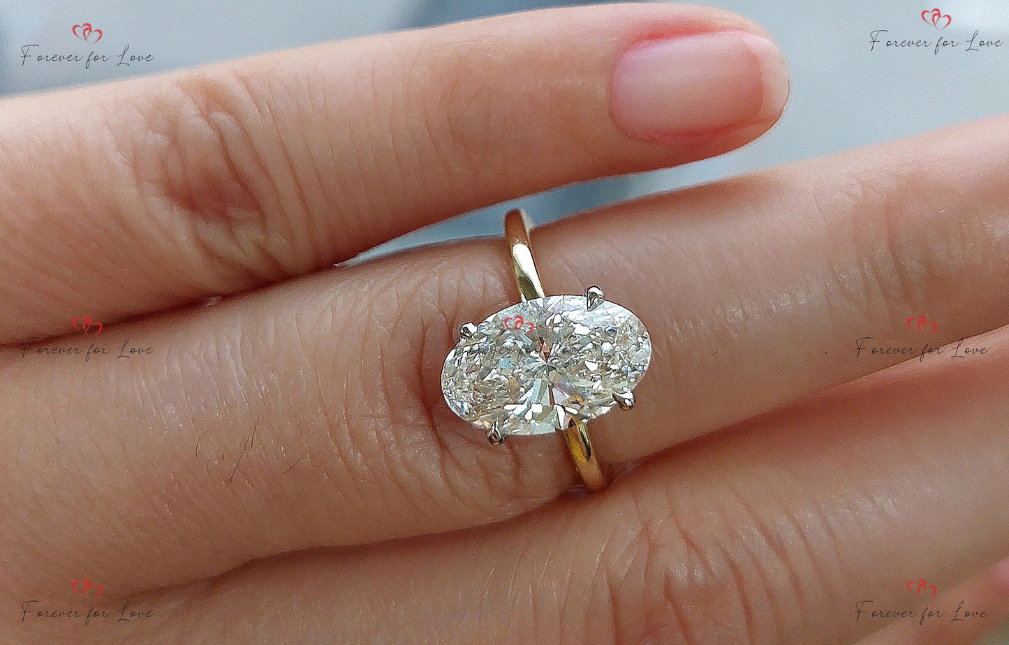3 Ct Oval Lab Diamond Engagement Ring with Delicate Accents Oval cut 1Ct Moissanite Brilliant Cut engagement ring in 935 Argentium Silver — custom handcrafted by Forever For Love