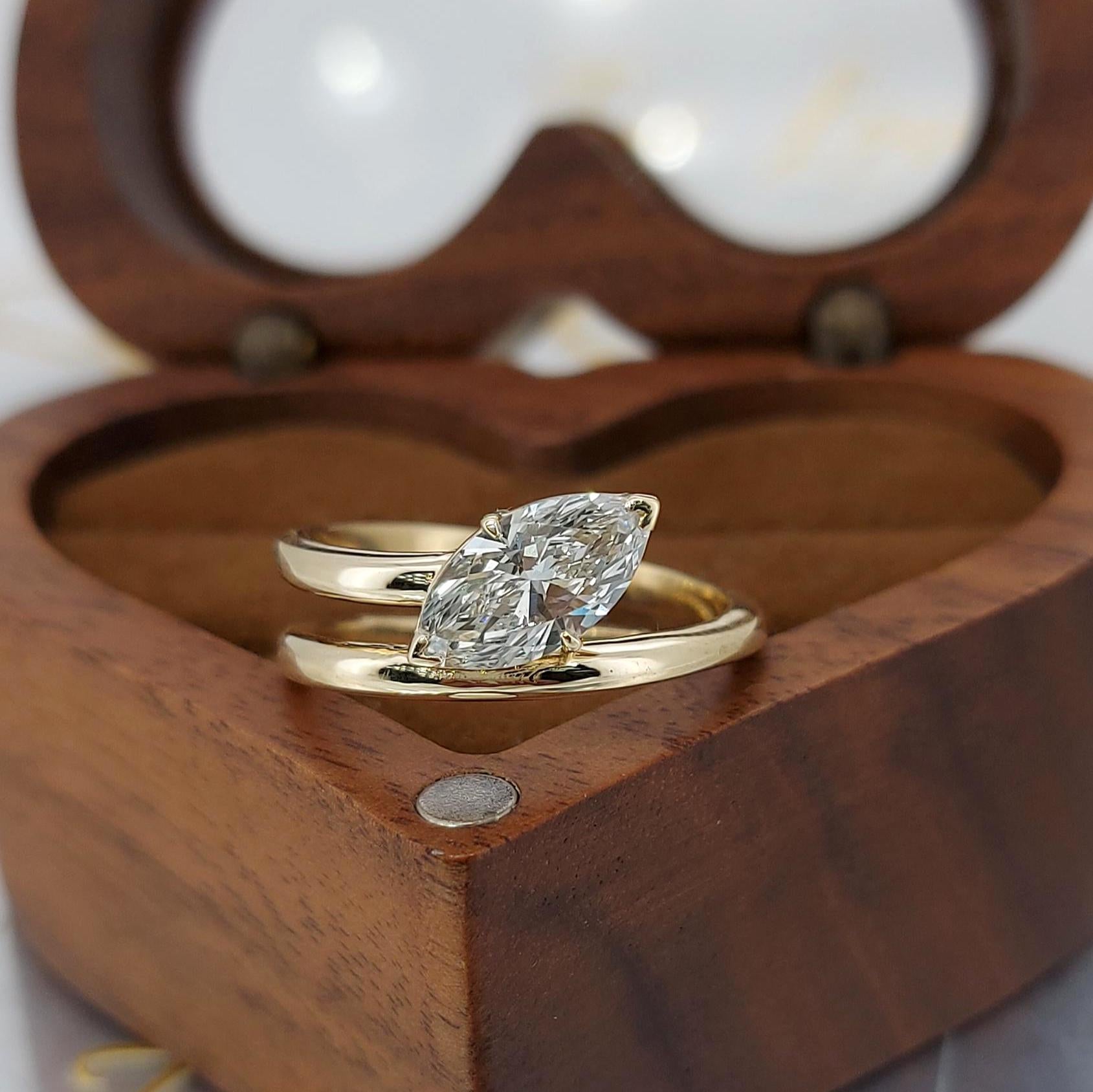 IGI Certified Marquise Lab Diamond Engagement Ring