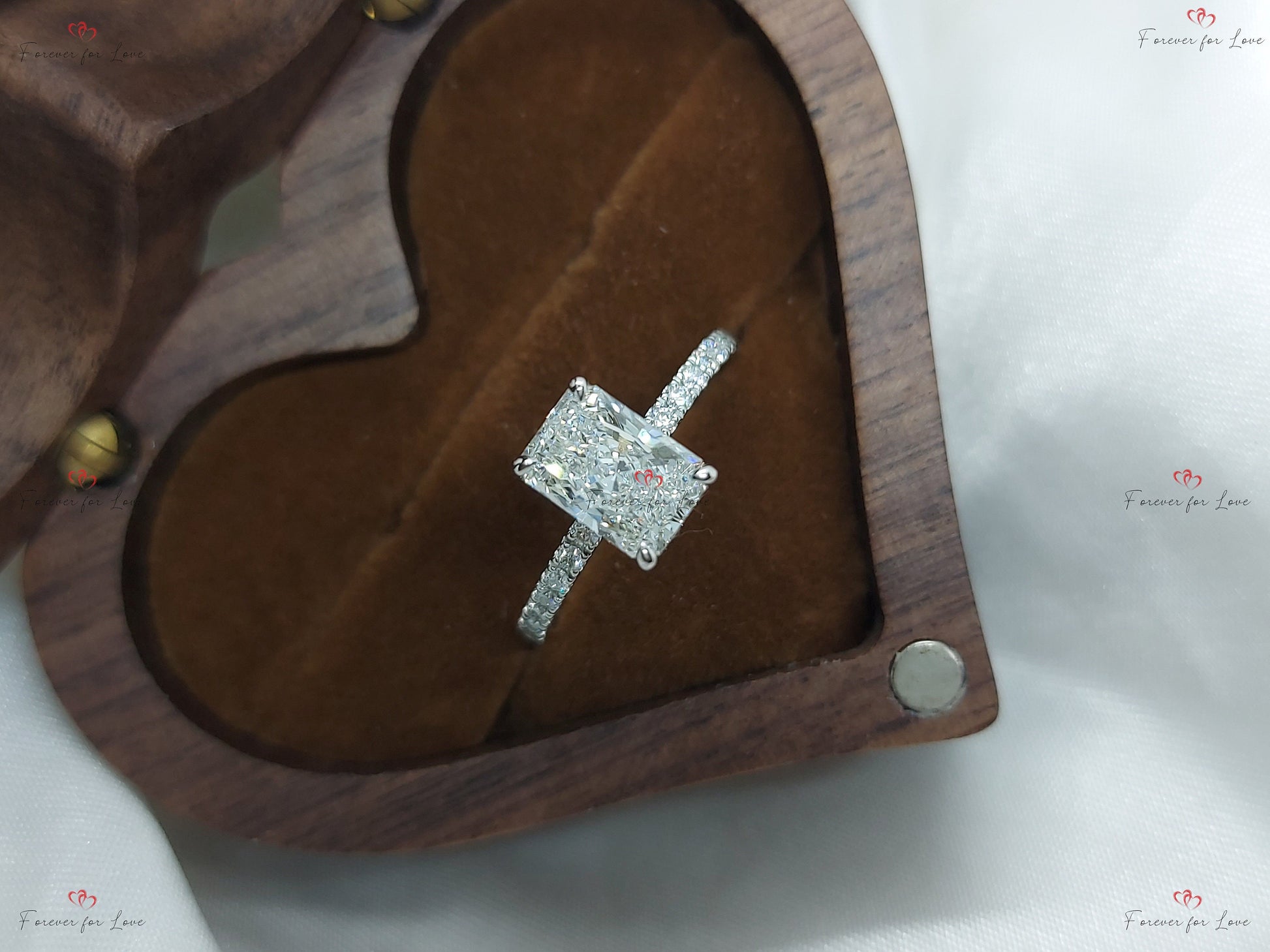 1.5 Ct IGI Certified Radiant Lab Diamond Hidden Halo Engagement Ring
