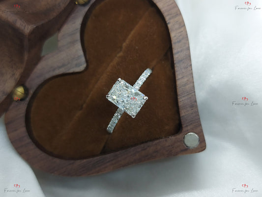 1.5 Ct IGI Certified Radiant Lab Diamond Hidden Halo Engagement Ring