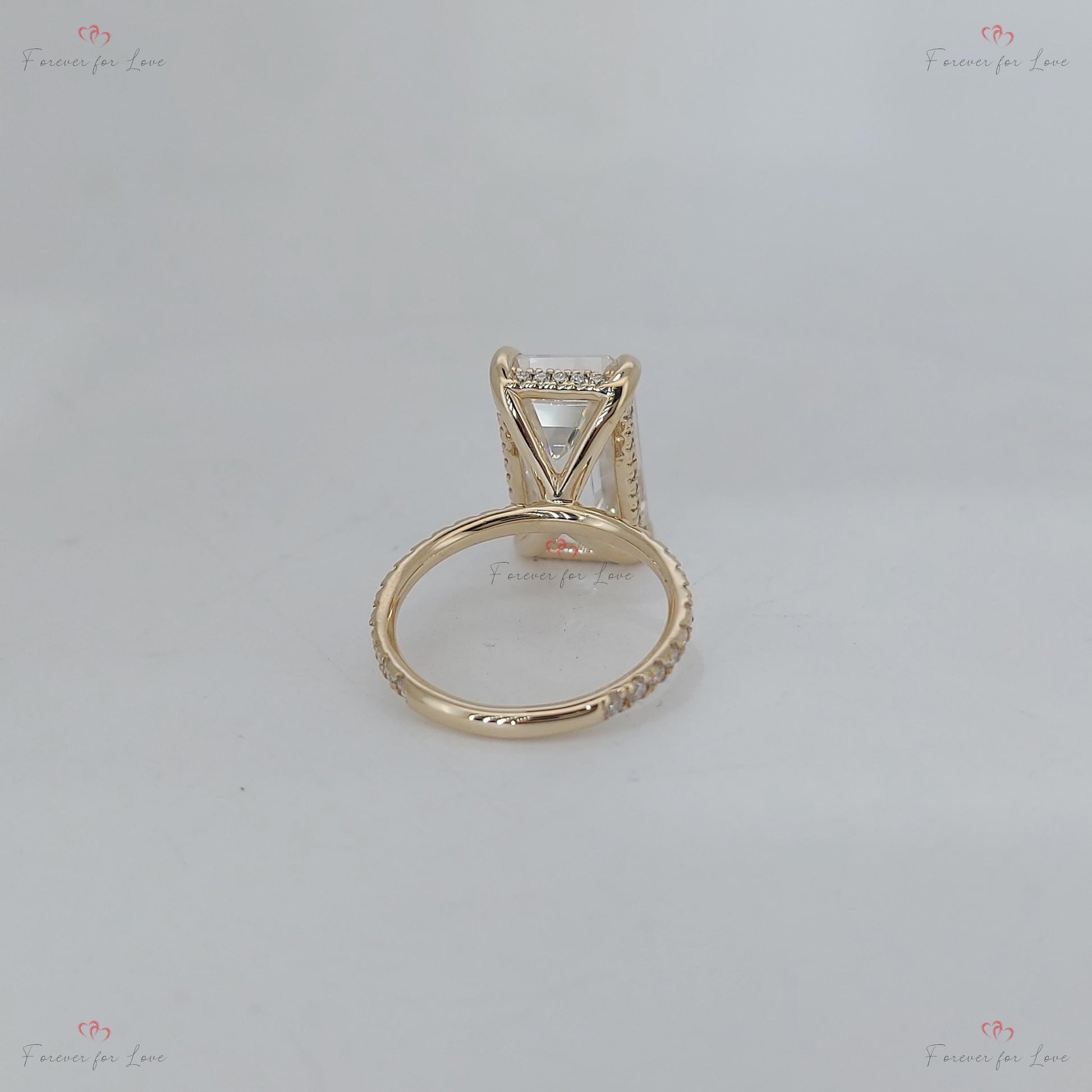 5 Ct Emerald Diamond, Moissanite, Emerald Solitaire Engagement Ring