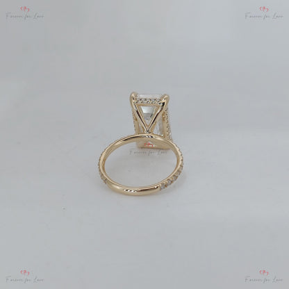 5 Ct Emerald Diamond, Moissanite, Emerald Solitaire Engagement Ring