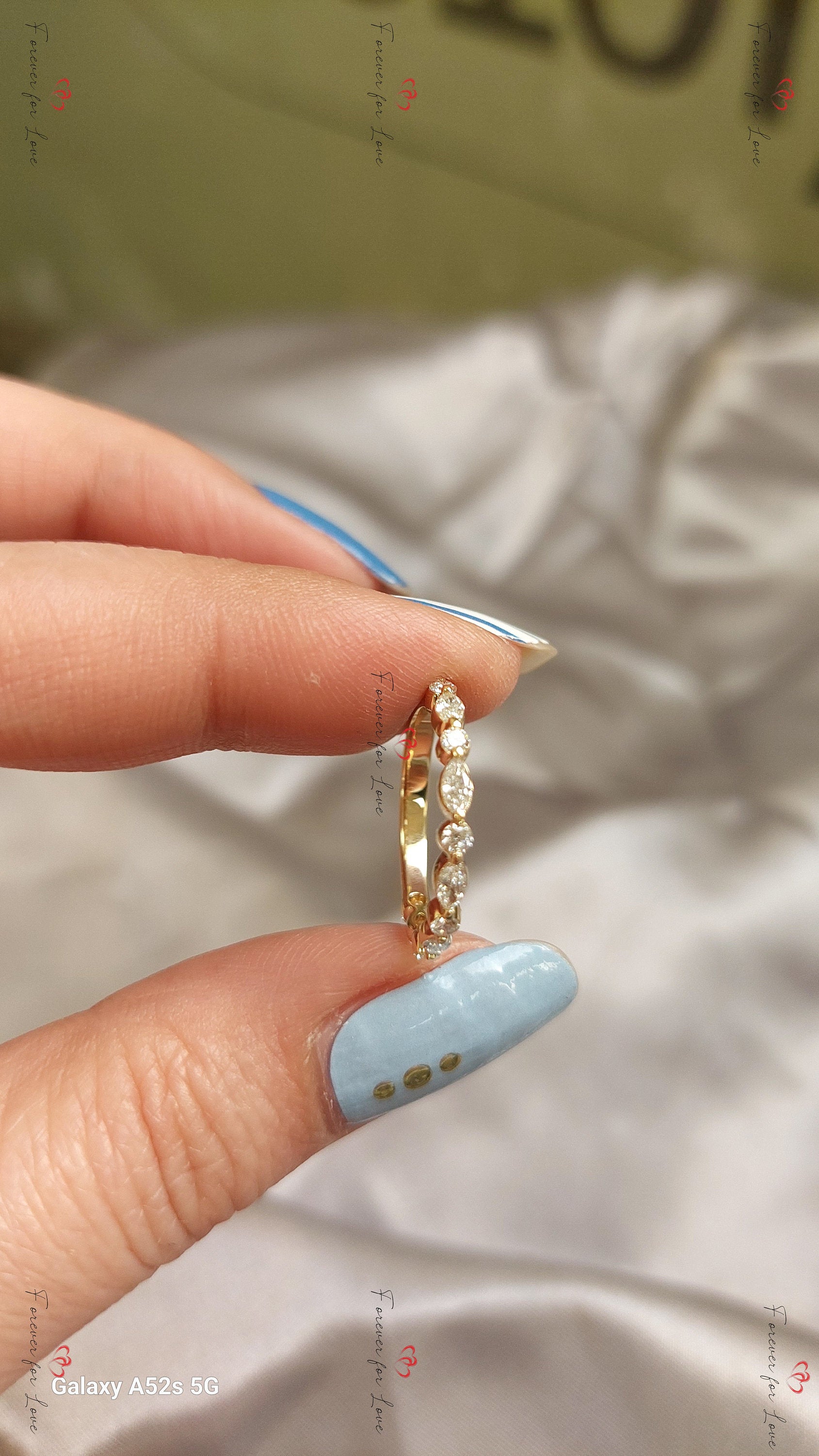 His and Hers Matching Wedding Ring, Plain Engagement Band, Marquise Matching Band Couple Diamond Promise Ring Set Yellow Gold Men's Band