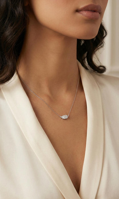 1 Karat Radiant Schliff Diamant Halskette, 14k Gelbgold, Zierlicher minimalistischer Anhänger, Diamant Halskette für Damen, Besonderes Geschenk für Sie.
