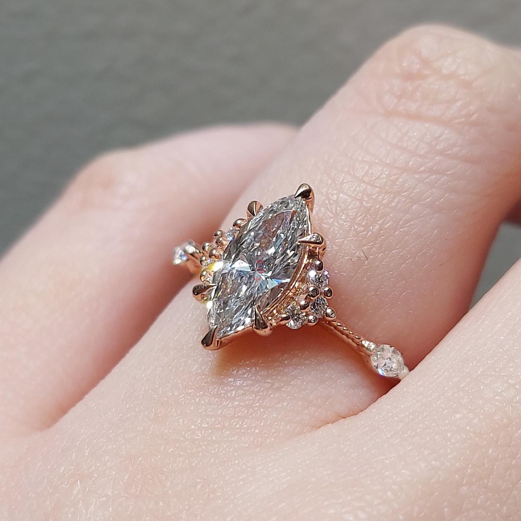 2.0 Ct Marquise Lab Diamond Engagement Ring