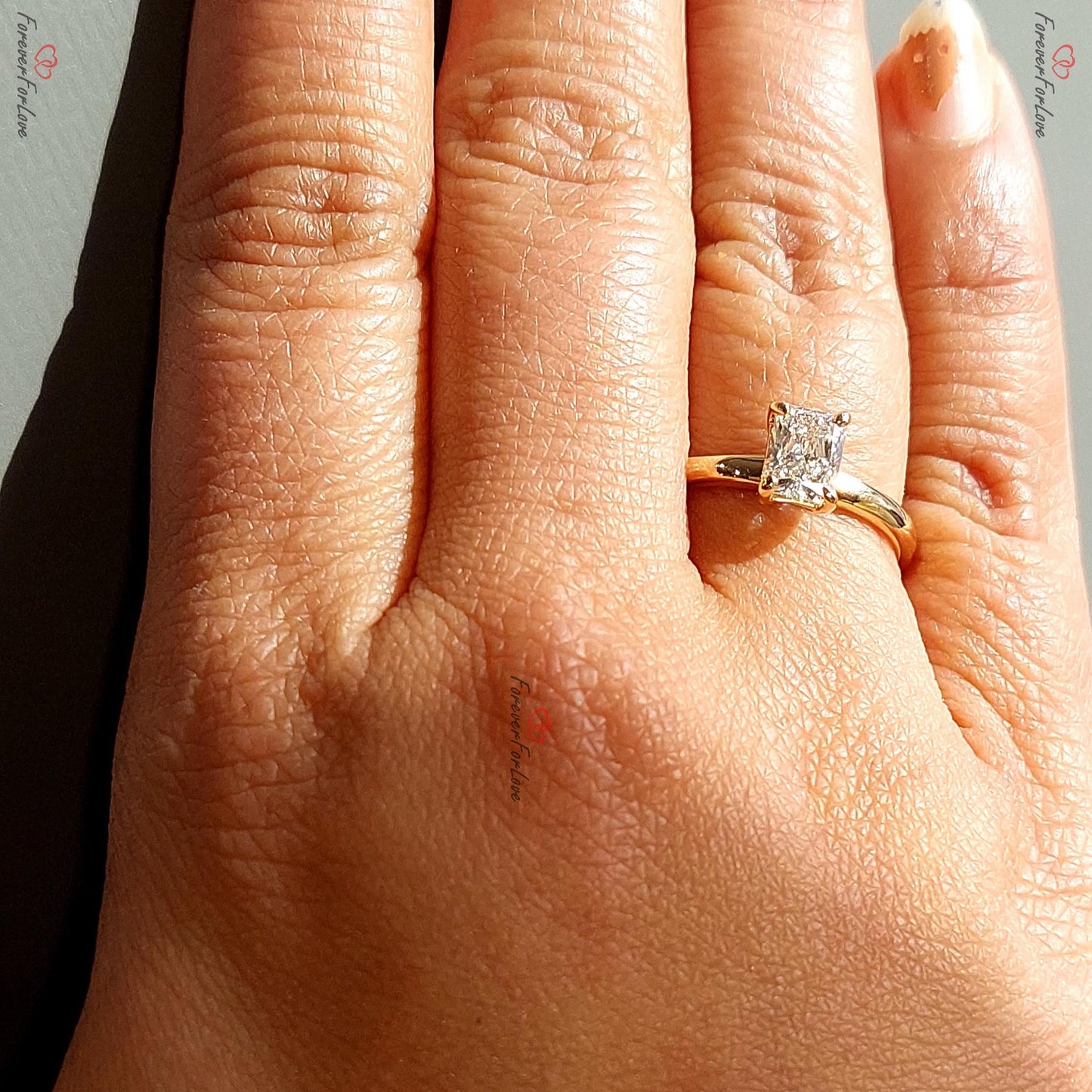 1.01 Ct IGI Certified Radiant Lab Diamond Solitaire Engagement Ring Radiant cut 1Ct Moissanite Brilliant Cut engagement ring in 935 Argentium Silver — custom handcrafted by Forever For Love