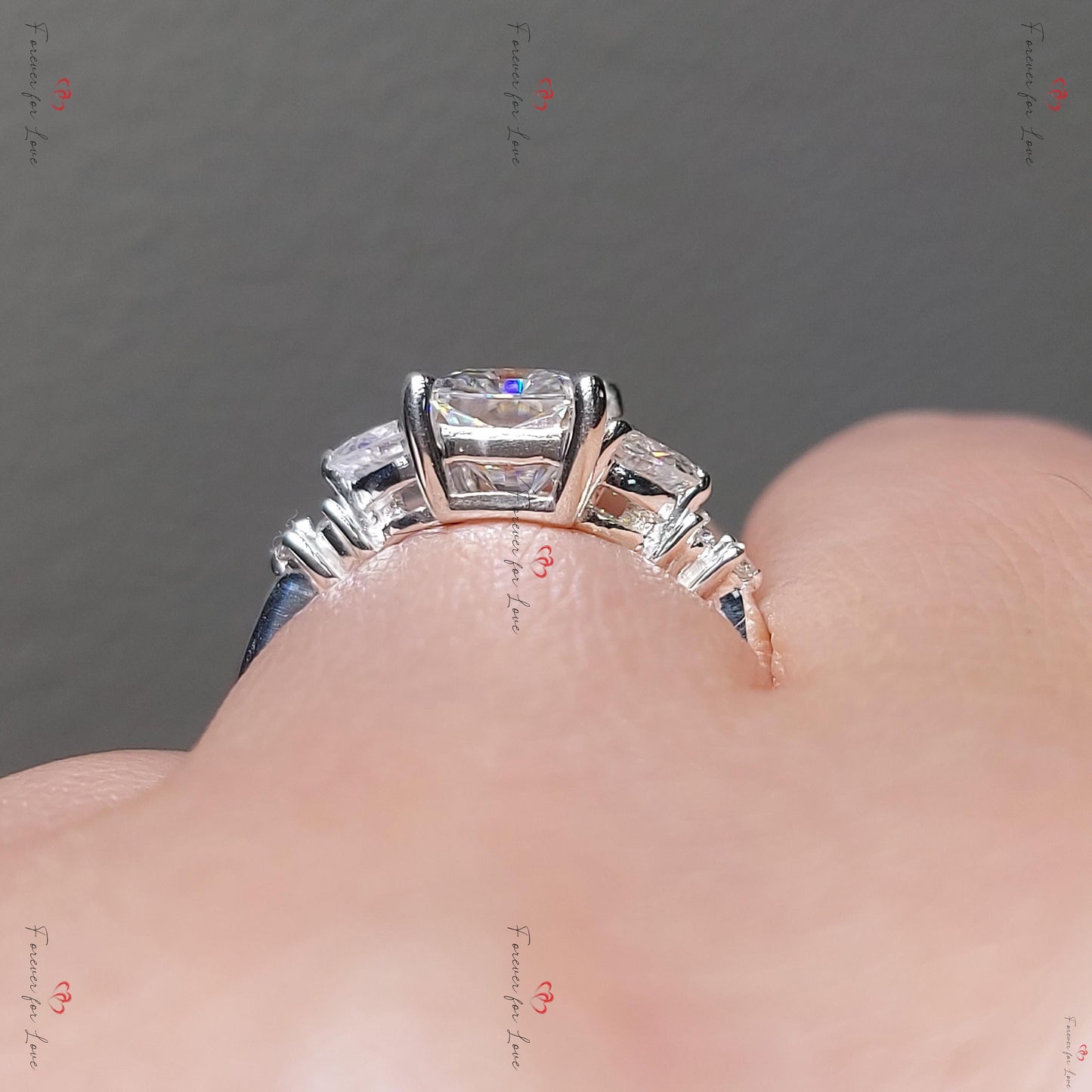 Radiant Diamond, Moissanite Eternity Band Radiant cut 1Ct Moissanite Brilliant Cut engagement ring in 935 Argentium Silver — custom handcrafted by Forever For Love