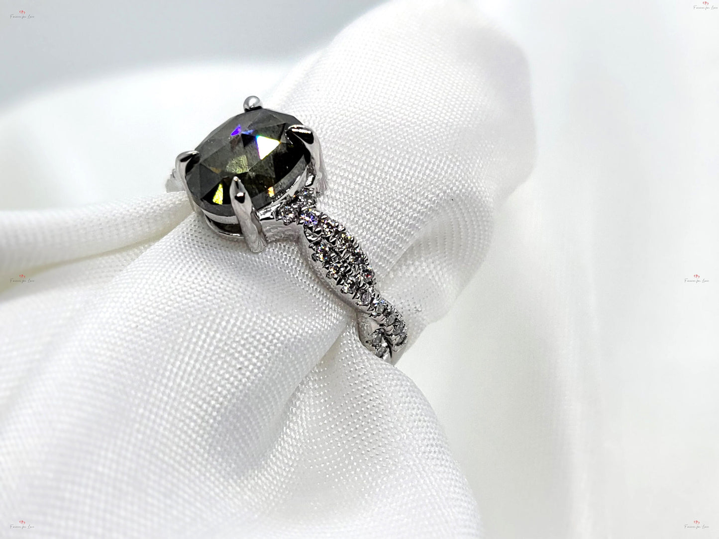 Ovaler Solitär-Verlobungsring mit Naturdiamant Oval cut Moissanite engagement ring in 935 Argentium Silber — custom handcrafted by Forever For Love