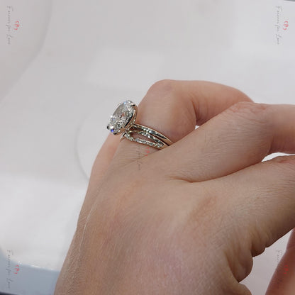 3 Ct Oval Lab Diamond Hidden Halo Engagement Ring