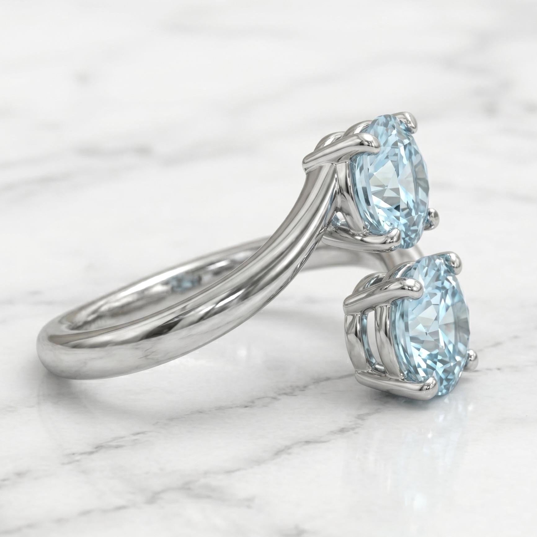 1.2 Ct Round Aquamarine Engagement Ring