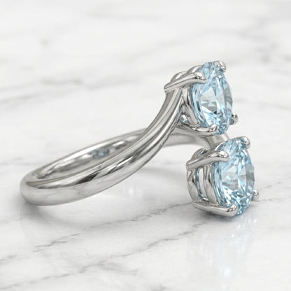 1.2 Ct Round Aquamarine Engagement Ring