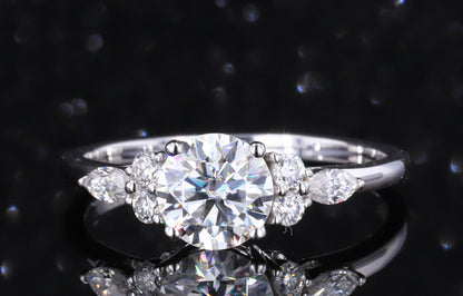Marquise Natural Diamond Three Stone Engagement Ring
