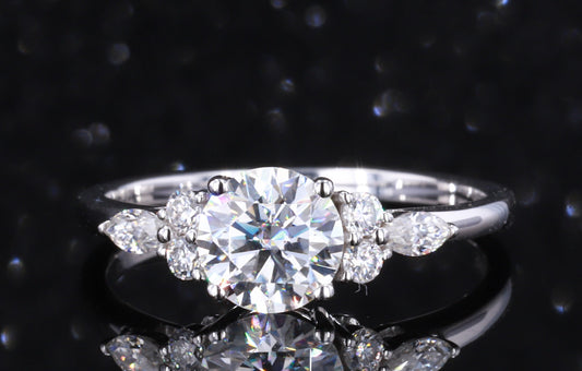 Marquise Natural Diamond Three Stone Engagement Ring