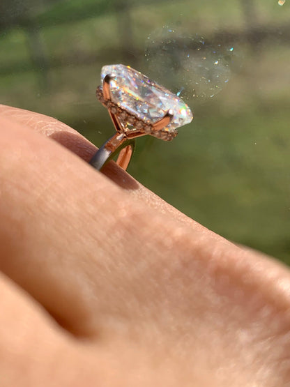 Oval Cut Engagement Ring, 4Ct Crushed ice Oval 12*8mm Moissanite engagement ring, diamond wrap around halo ring,.