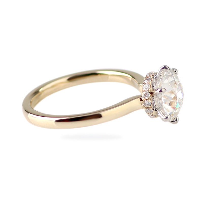 2 Ct Old European Cut Round Moissanite Engagement Ring Round cut 1Ct Moissanite Brilliant Cut engagement ring in 935 Argentium Silver — custom handcrafted by Forever For Love