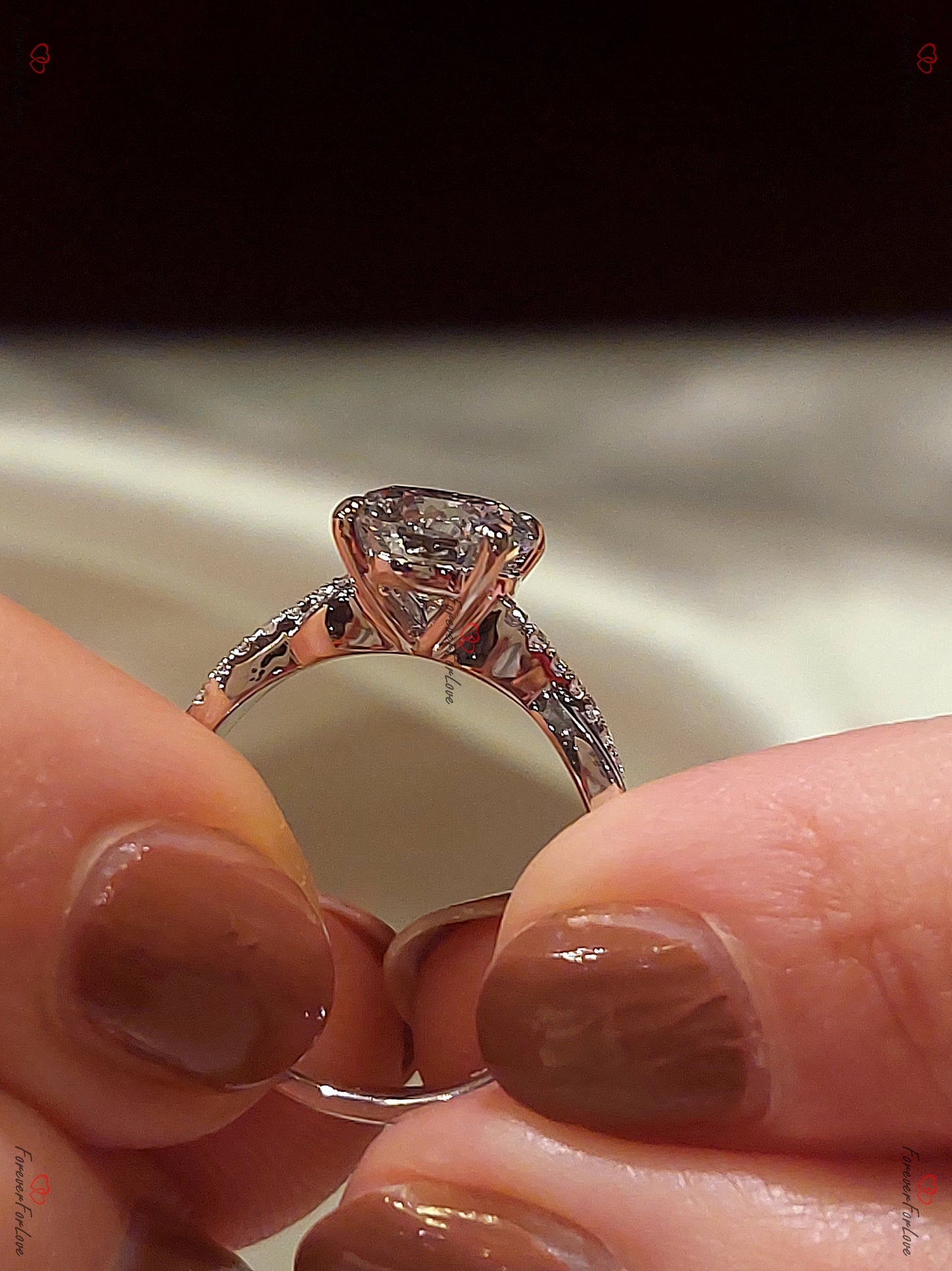 1.5 Ct IGI Certified Round Lab Diamond Solitaire Engagement Ring Round cut 1Ct Moissanite Brilliant Cut engagement ring in 935 Argentium Silver — custom handcrafted by Forever For Love