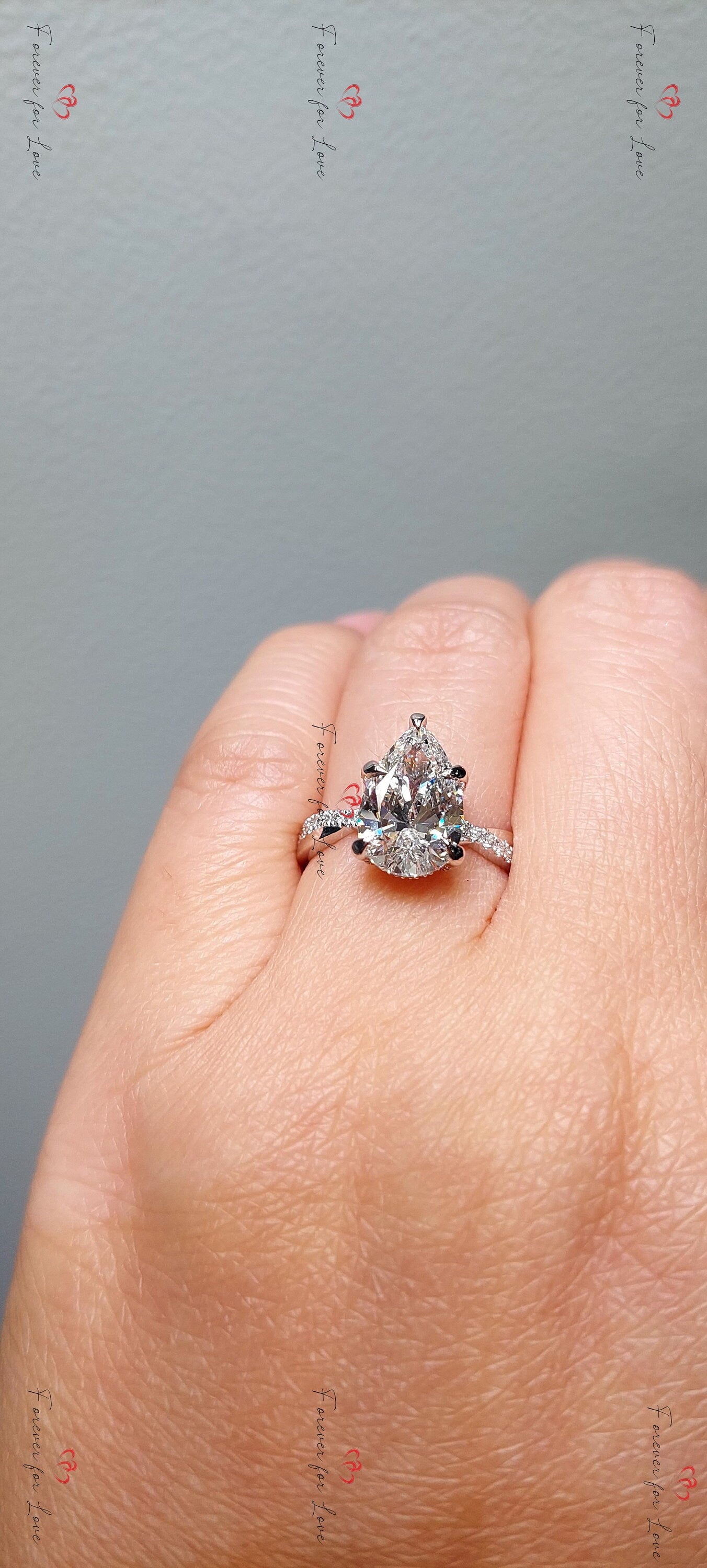 2.5 Ct Pear Lab Diamond Solitaire Engagement Ring