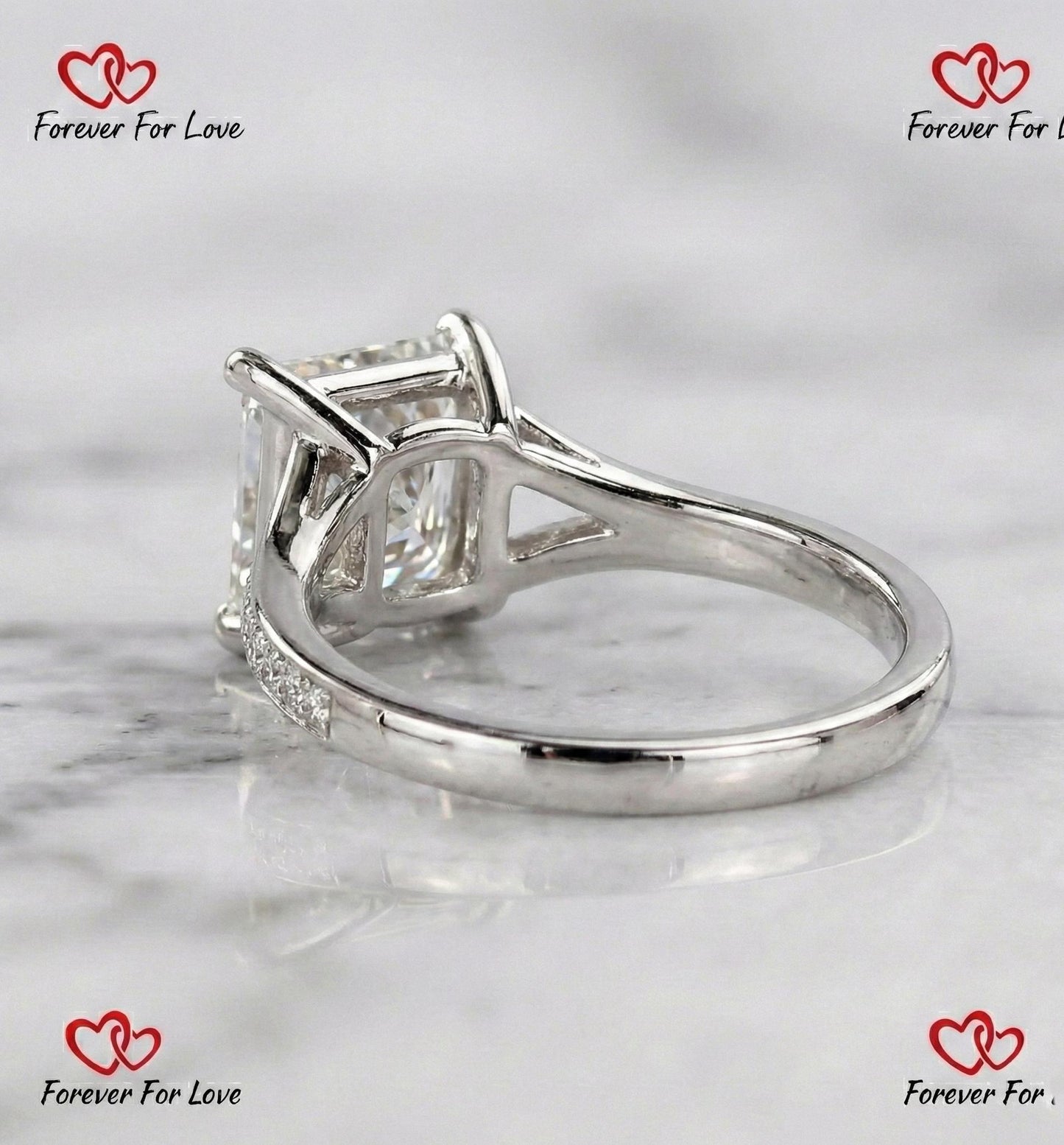3.1 Ct IGI Certified Princess Lab Diamond Solitaire Engagement Ring Princess cut 1Ct Moissanite Brilliant Cut engagement ring in 935 Argentium Silver — custom handcrafted by Forever For Love