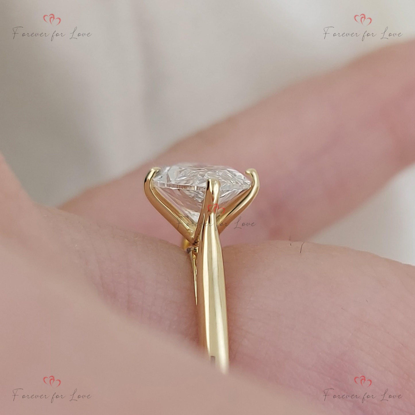 IGI Certified Marquise Lab Diamond Engagement Ring Marquise cut 1Ct Moissanite Brilliant Cut engagement ring in 935 Argentium Silver — custom handcrafted by Forever For Love