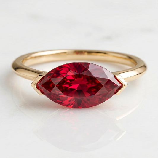 1.5 Ct Marquise Ruby Engagement Ring