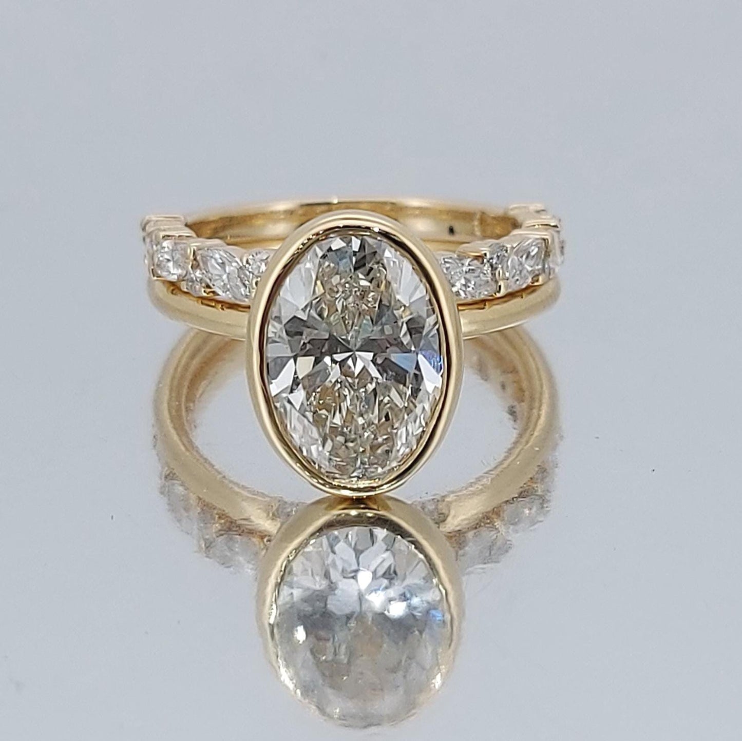 3.1 Ct Oval Lab Diamond Hidden Halo Engagement Ring Oval cut Moissanite Brilliant Cut engagement ring in 935 Argentium Silver — custom handcrafted by Forever For Love