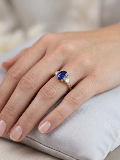2.3 Ct Oval Blue Diamond, Sapphire Engagement Ring
