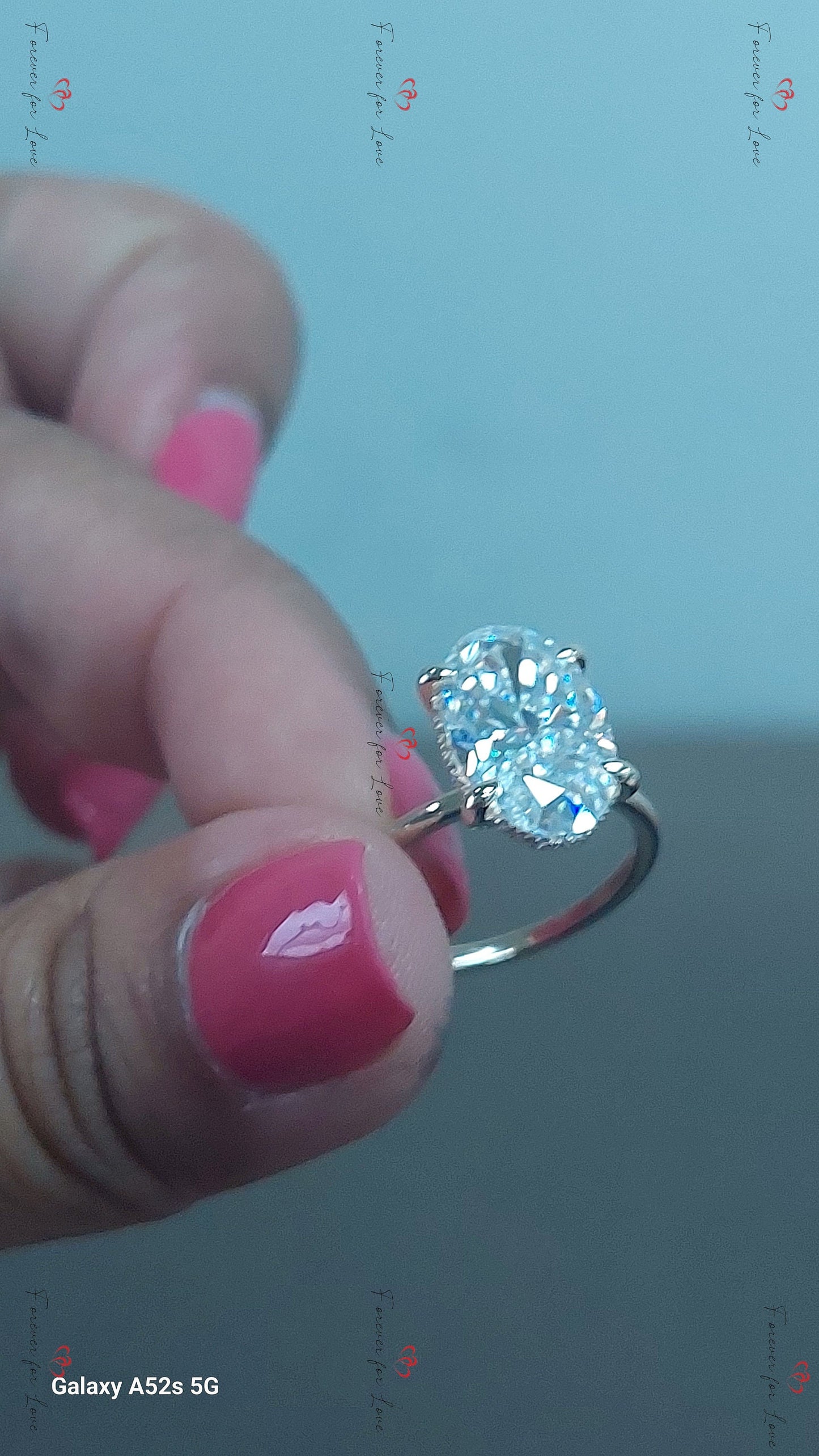 6 Ct Oval Hidden Halo Engagement Ring with Centre Carat Options Oval cut 1Ct Moissanite Brilliant Cut engagement ring in 935 Argentium Silver — custom handcrafted by Forever For Love