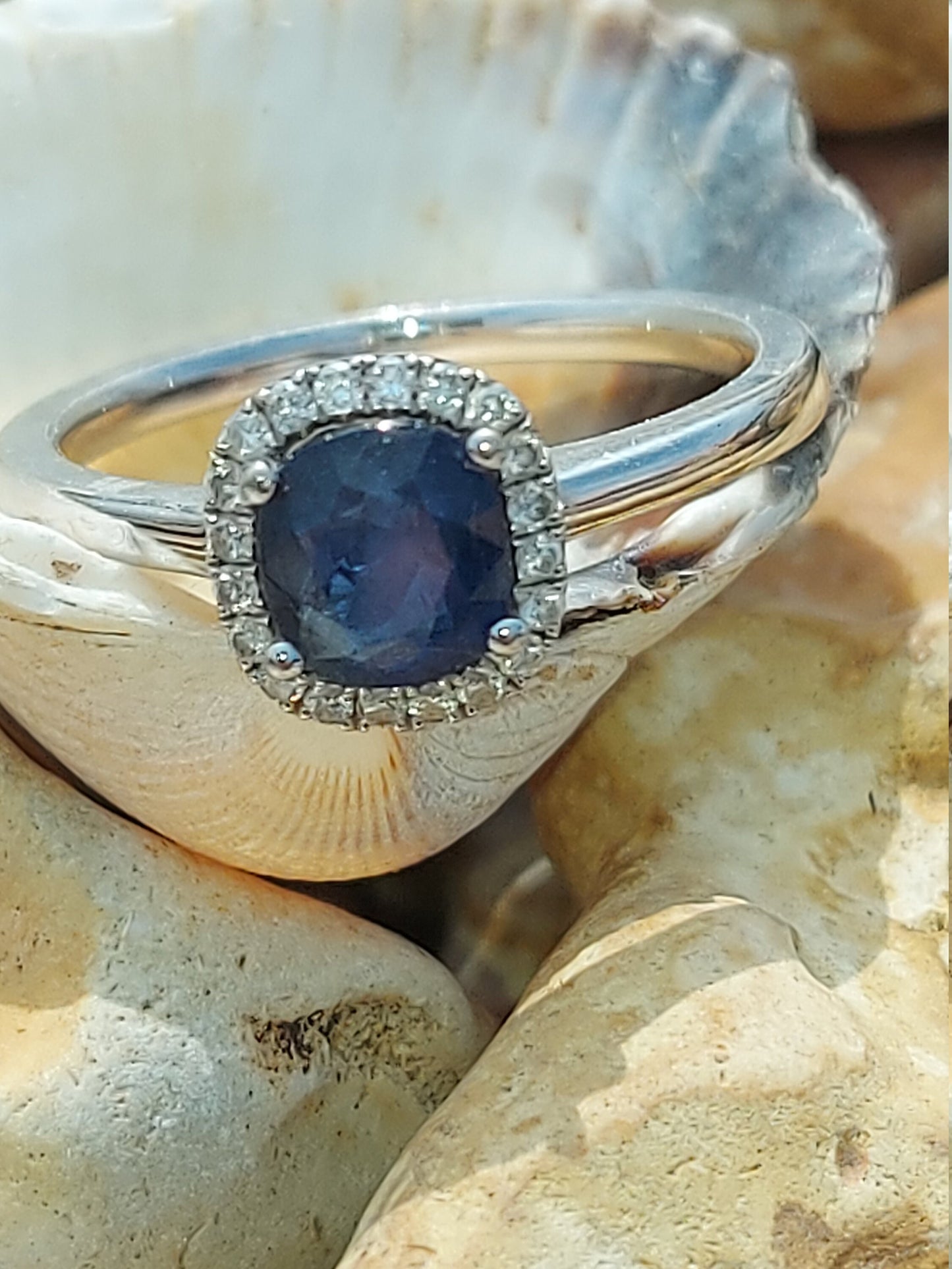 1.2 Ct Blue Diamond, Sapphire Engagement Ring 1Ct Natural Sapphire engagement ring in 935 Argentium Silver — custom handcrafted by Forever For Love