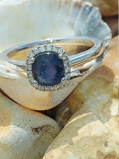 1.2 Ct Blue Diamond, Sapphire Engagement Ring
