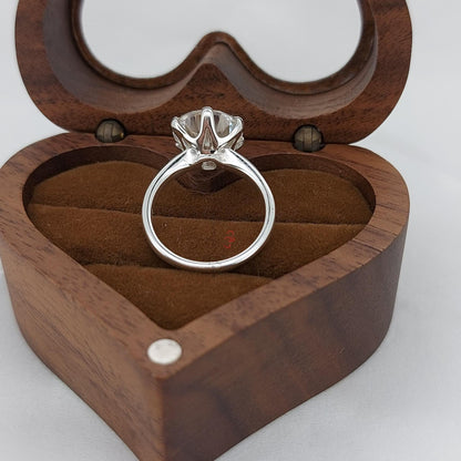 Round Engagement Ring in 14k Solid Gold, 3 CT Moissanite Engagement Rings 6 Prong Solitaire Moissanite Ring, Gold Promise Ring