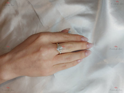 Oval Moissanite engagement ring unique Cluster Yellow gold engagement ring women Marquise diamond wedding Bridal art deco Anniversary Ring.
