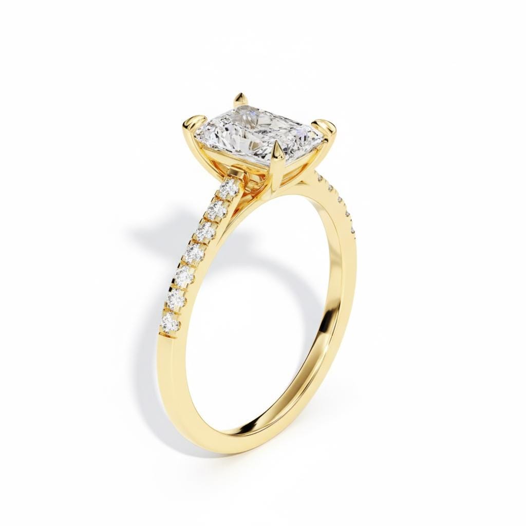 2 Karat Moissanit Solitär Verlobungsring Strahlend cut Moissanite engagement ring in 935er Argentium Silber — custom handcrafted by Forever For Love