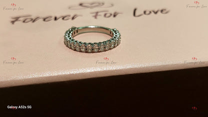 Oval Lab Grown Diamond in gold/platinum Band three quarter Eternity Band Lab-Grown Diamond Ring Oval Wedding Anniversary Stacking band.