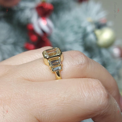 Emerald Lab Diamond Engagement Ring