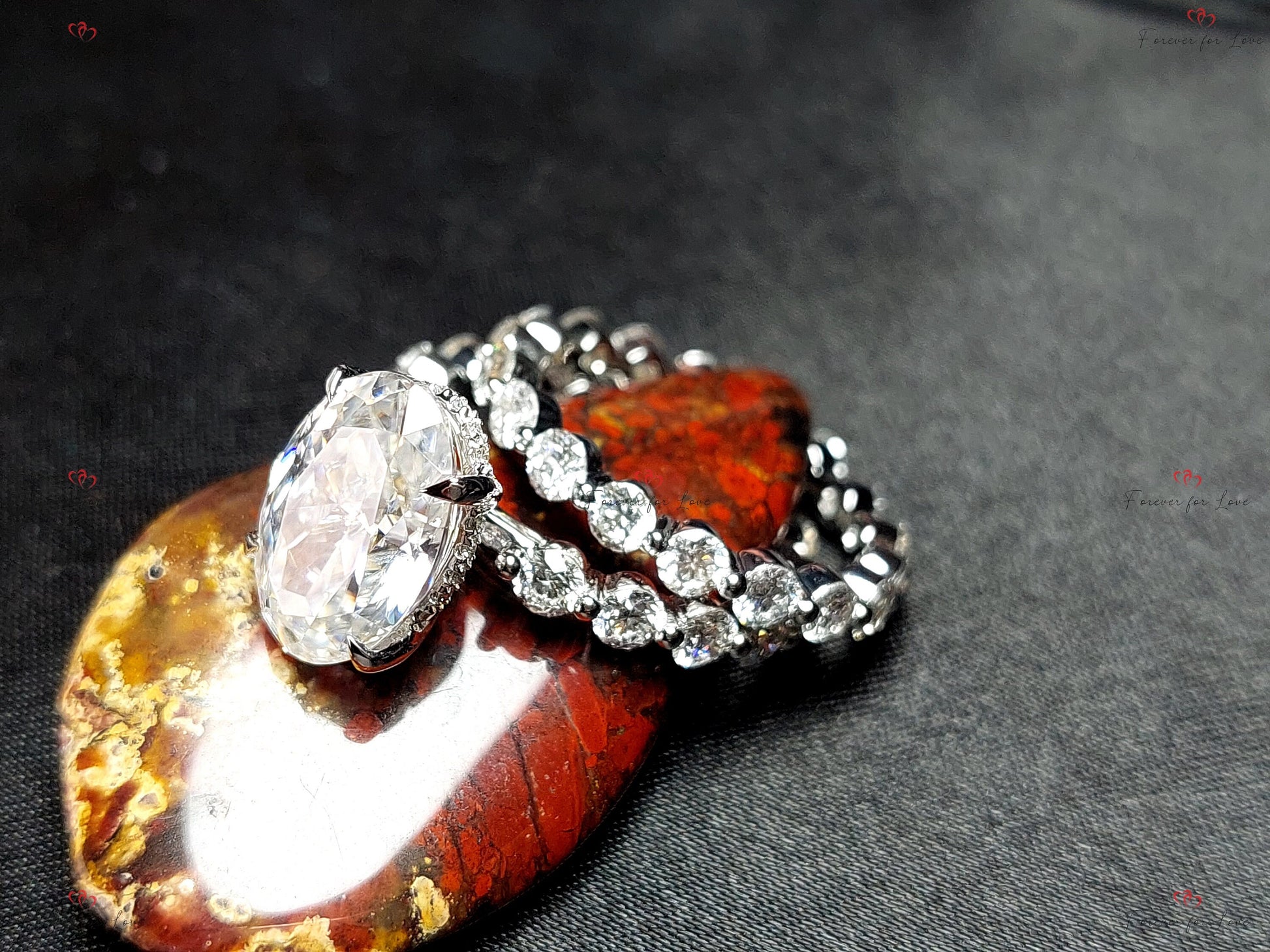 3 Ct Oval Moissanite Wedding Band