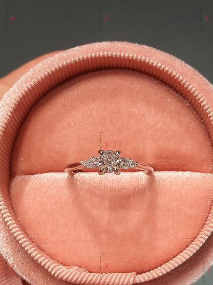 Cushion Lab Diamond, Moissanite Three Stone Engagement Ring
