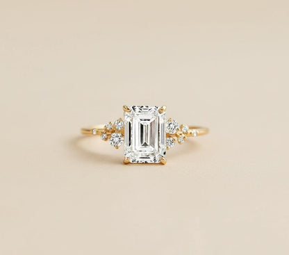 2 Ct IGI Certified Emerald Lab Diamond Engagement Ring