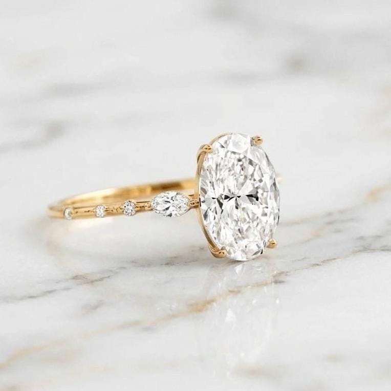 3.5 Ct IGI Certified Oval Lab Diamond Engagement Ring