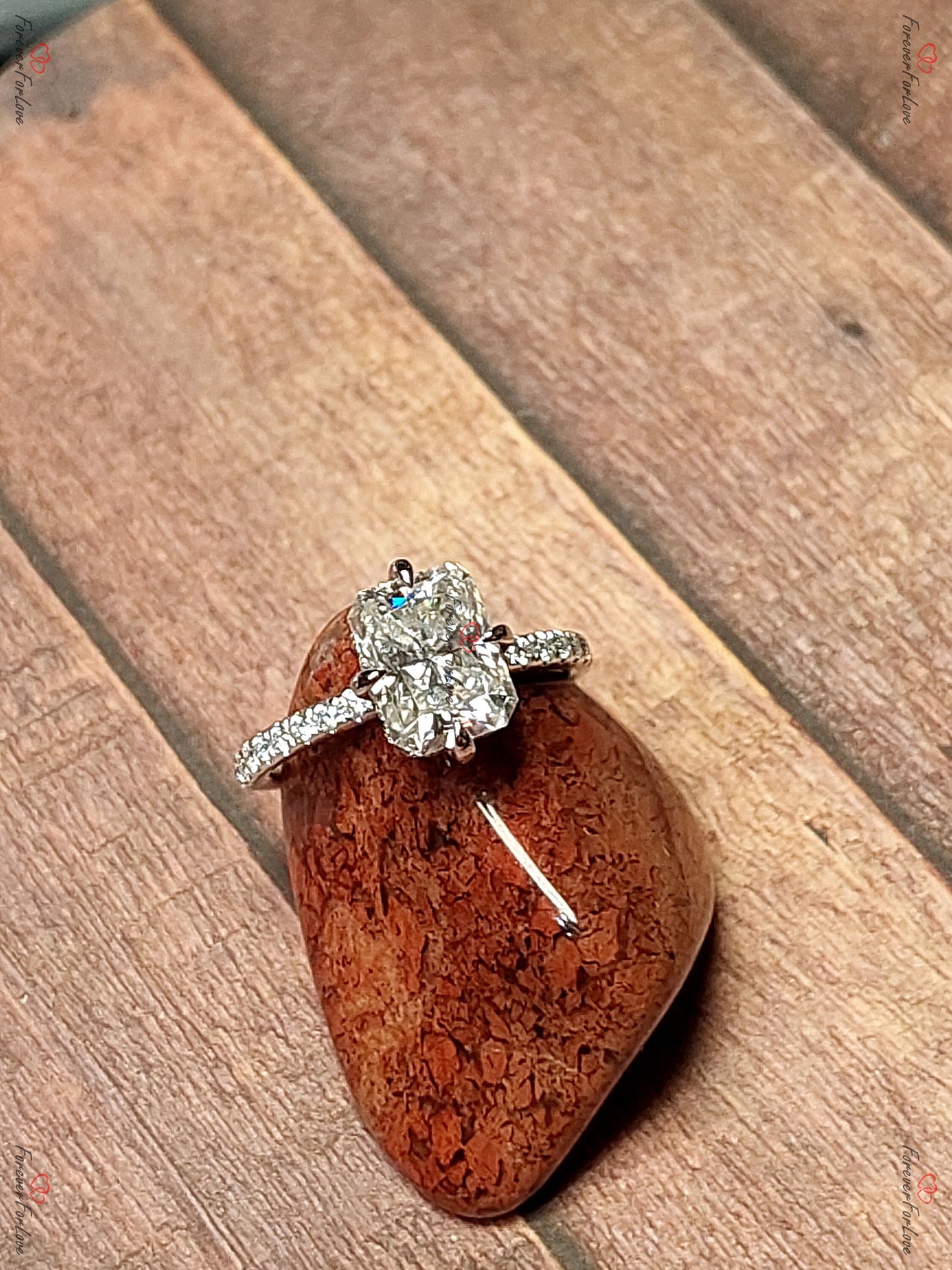 1.5 Ct Radiant Moissanite Modern Solitaire Engagement Ring Radiant cut 1Ct Moissanite Brilliant Cut engagement ring in 935 Argentium Silver — custom handcrafted by Forever For Love