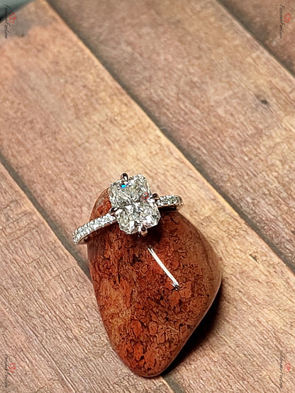 1.5 Ct Radiant Diamond, Moissanite Solitaire Engagement Ring