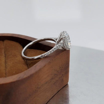 3.5 Ct IGI Certified Pear Lab Diamond Three Stone Ring
