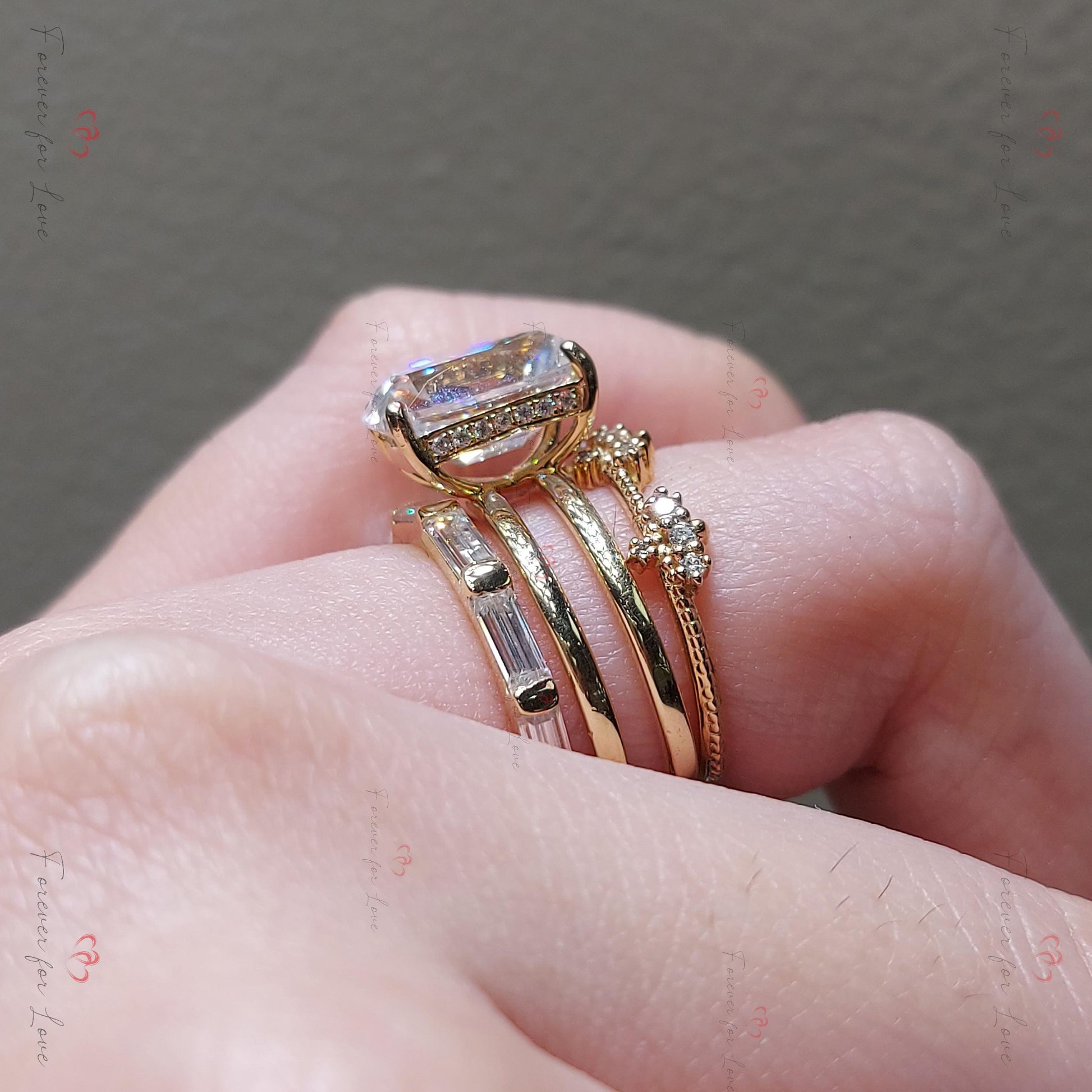 Baguette Lab Diamond Half Eternity Band