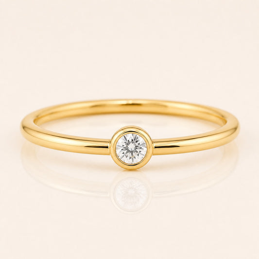 Diamond Bezel Stack Birthstone Ring