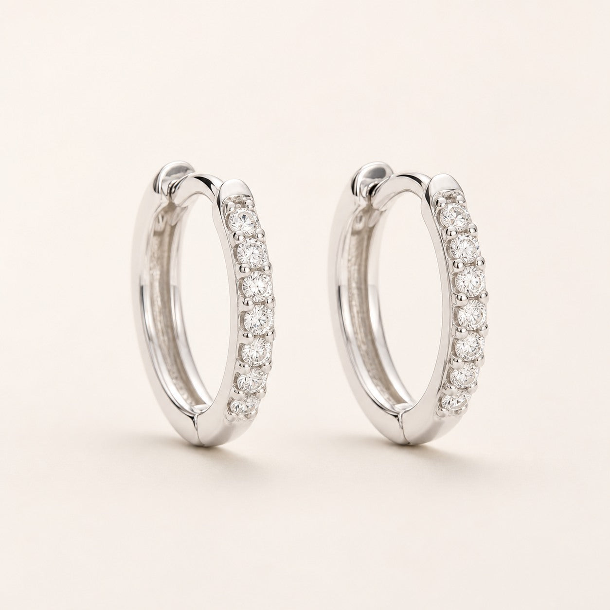 AI-generated photorealistic image of Diamond Huggie Earrings For Mom