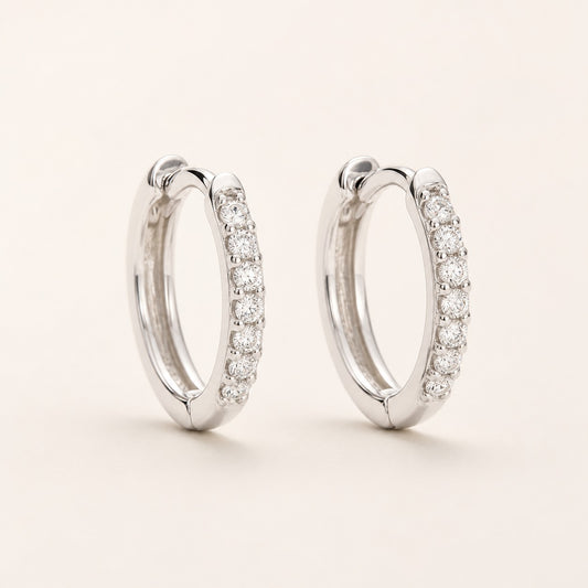 AI-generated photorealistic image of Diamond Huggie Earrings For Mom