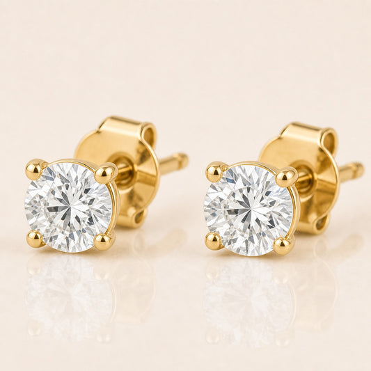 Diamond Solitaire Birthstone Stud Earrings
