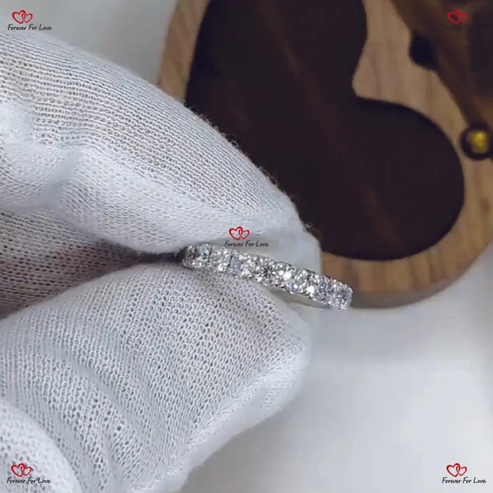 4mm Round Lab Created Diamond Wedding Band - Half Eternity EF/VS Handmade Art Deco Style